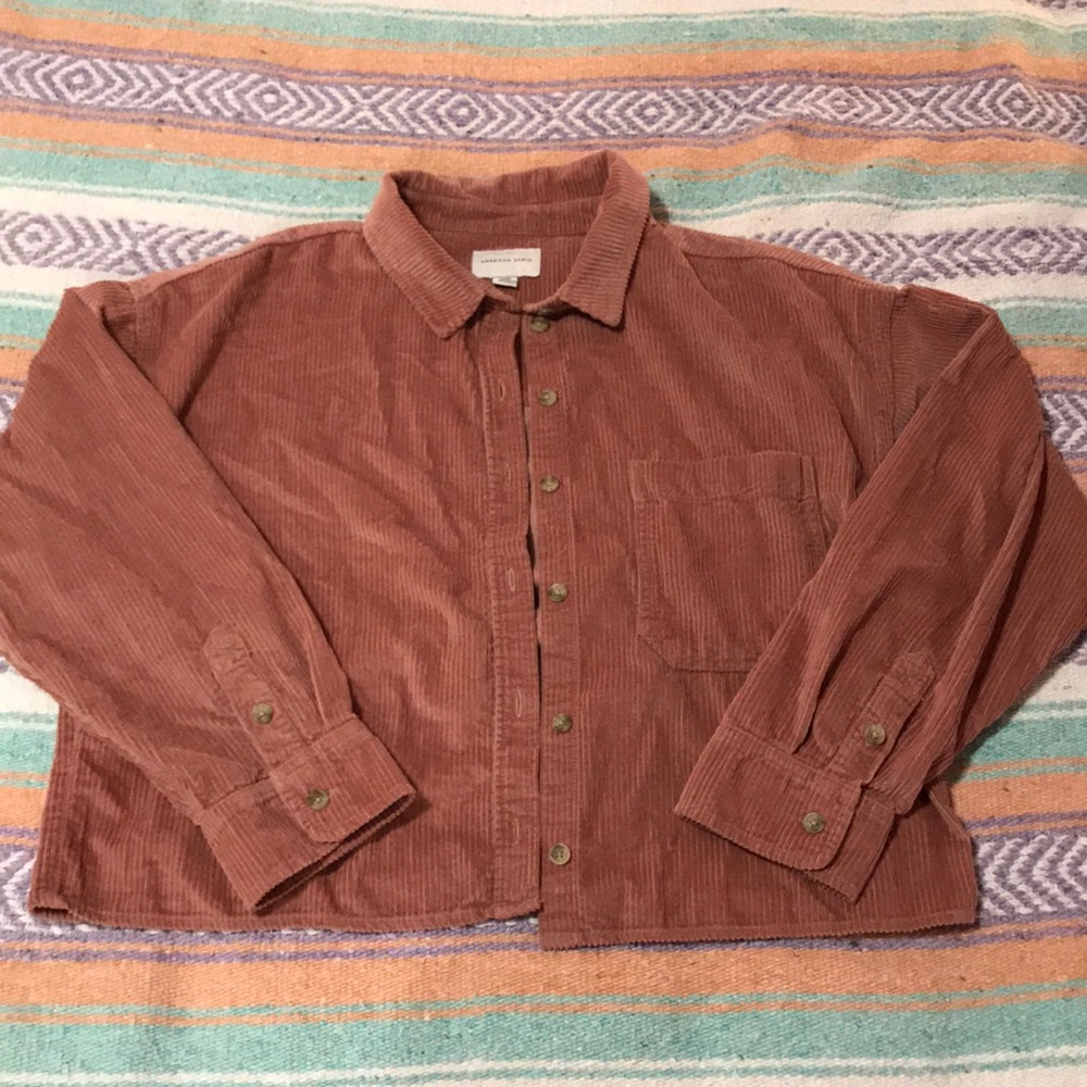 Cropped Corduroy Button Up
